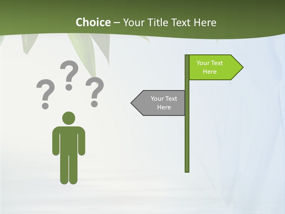 Bamboo Leafs Over Abstract Blue Background PowerPoint Template