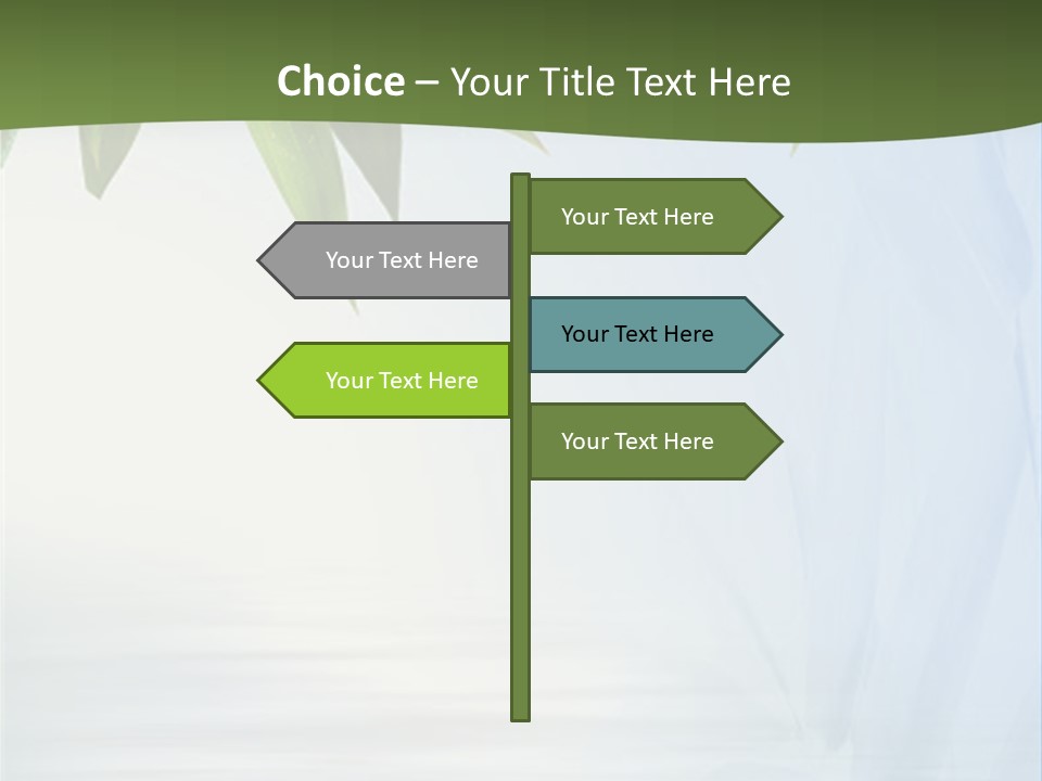 Bamboo Leafs Over Abstract Blue Background PowerPoint Template