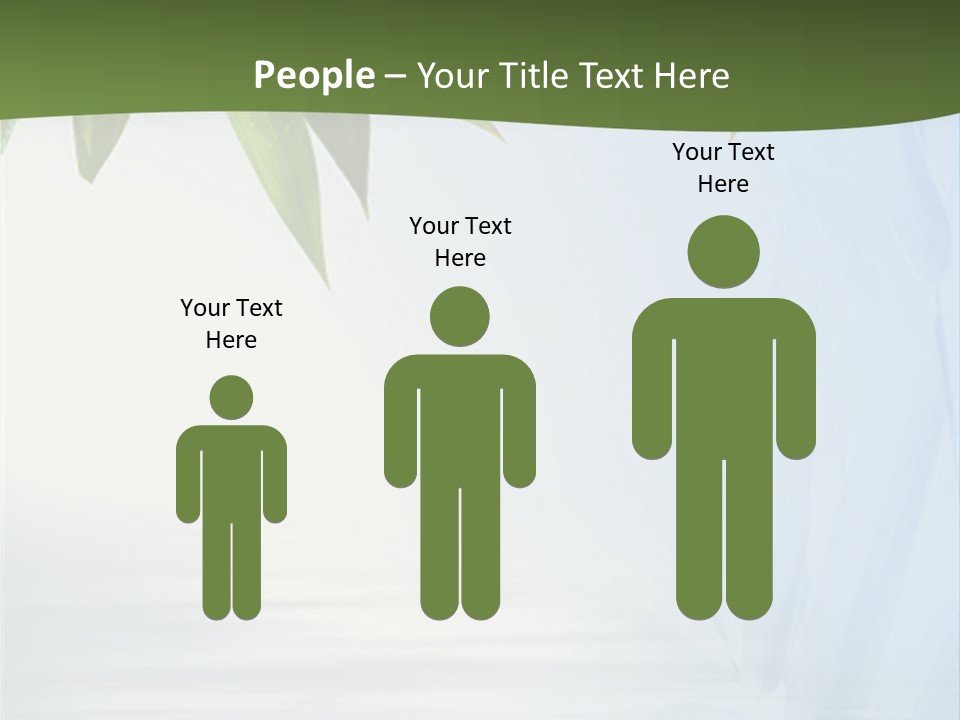 Bamboo Leafs Over Abstract Blue Background PowerPoint Template