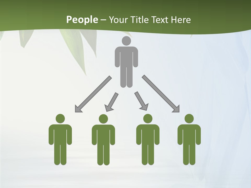 Bamboo Leafs Over Abstract Blue Background PowerPoint Template