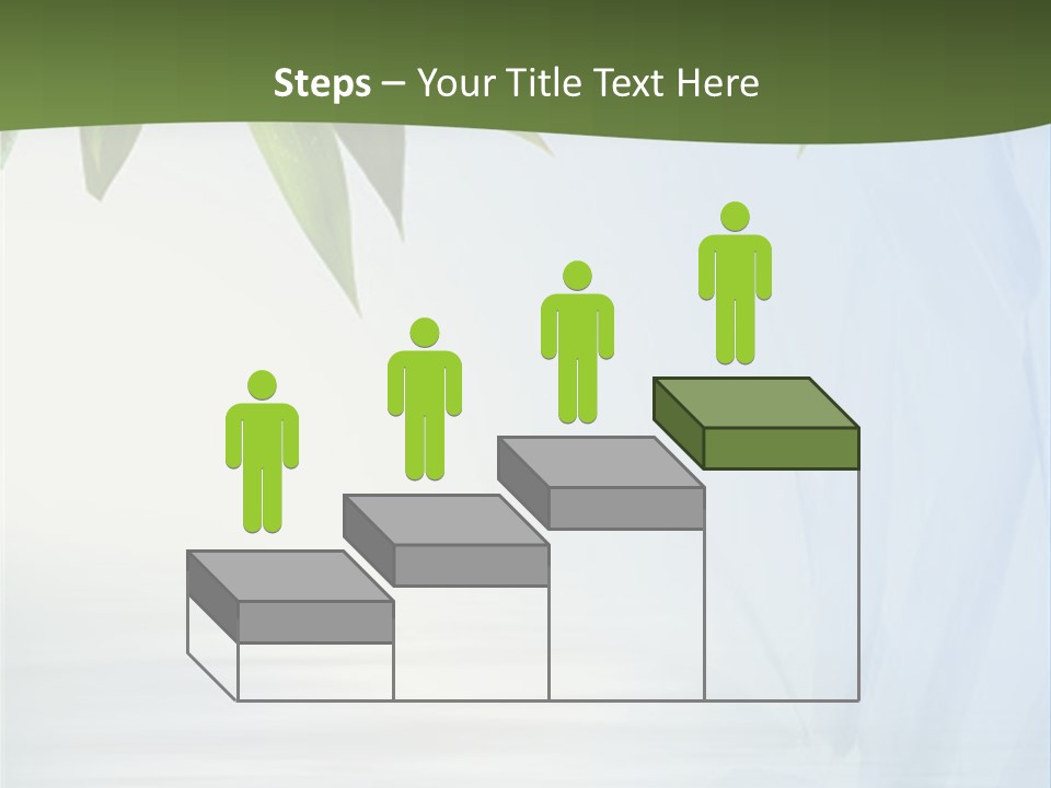 Bamboo Leafs Over Abstract Blue Background PowerPoint Template