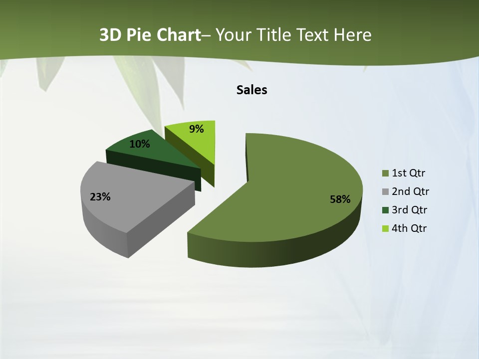 Bamboo Leafs Over Abstract Blue Background PowerPoint Template