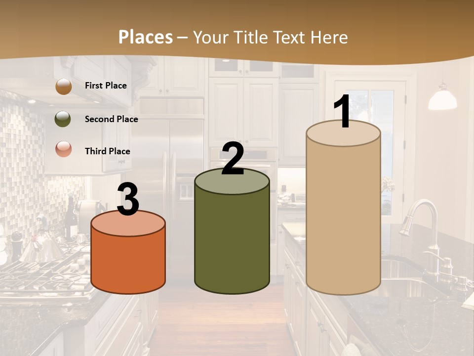 Beautiful Custom Kitchen With Granite And Glass Tile PowerPoint Template