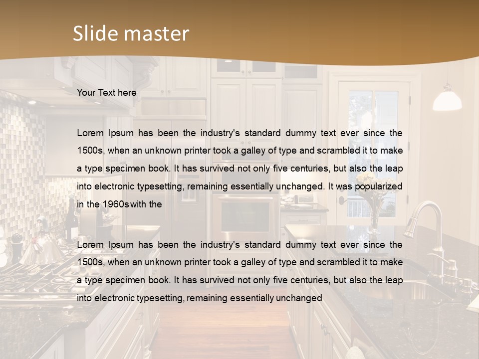 Beautiful Custom Kitchen With Granite And Glass Tile PowerPoint Template