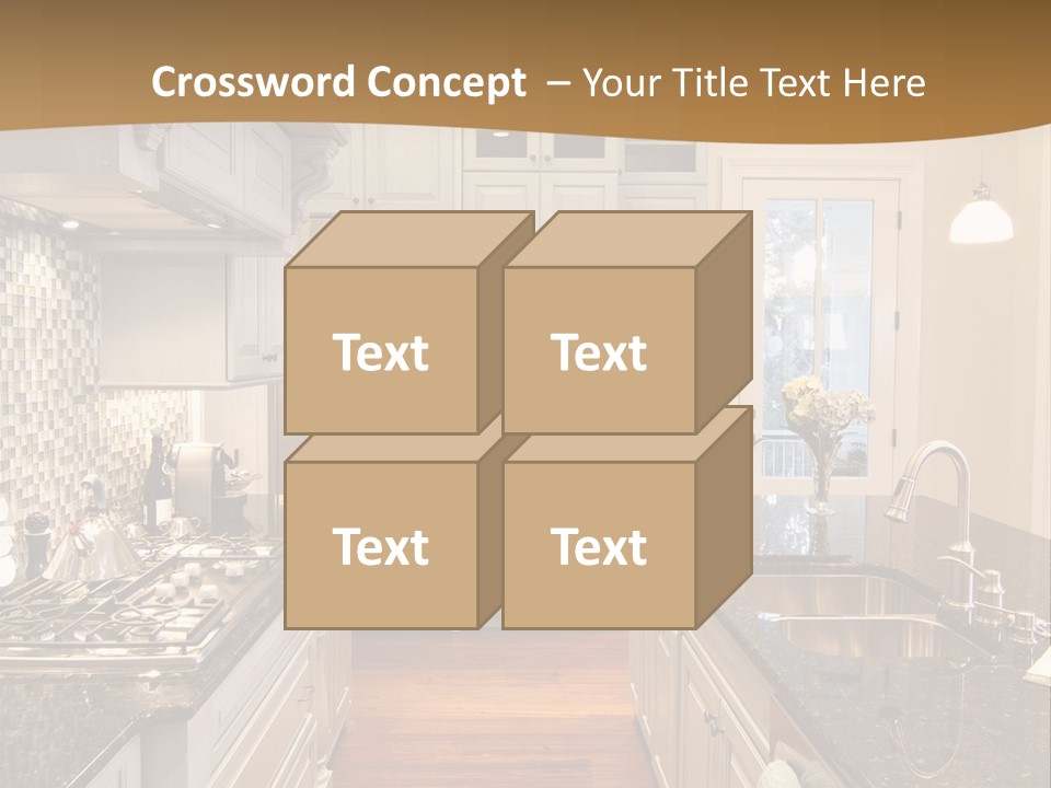 Beautiful Custom Kitchen With Granite And Glass Tile PowerPoint Template