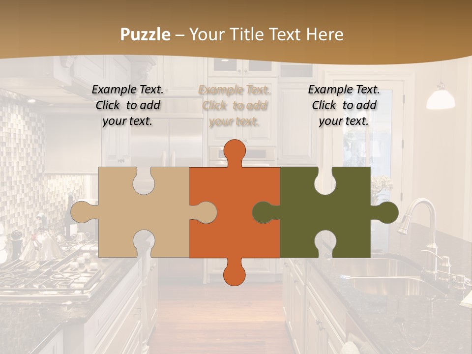 Beautiful Custom Kitchen With Granite And Glass Tile PowerPoint Template