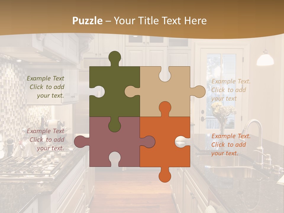 Beautiful Custom Kitchen With Granite And Glass Tile PowerPoint Template
