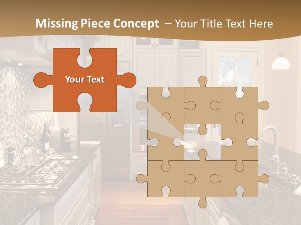 Beautiful Custom Kitchen With Granite And Glass Tile PowerPoint Template