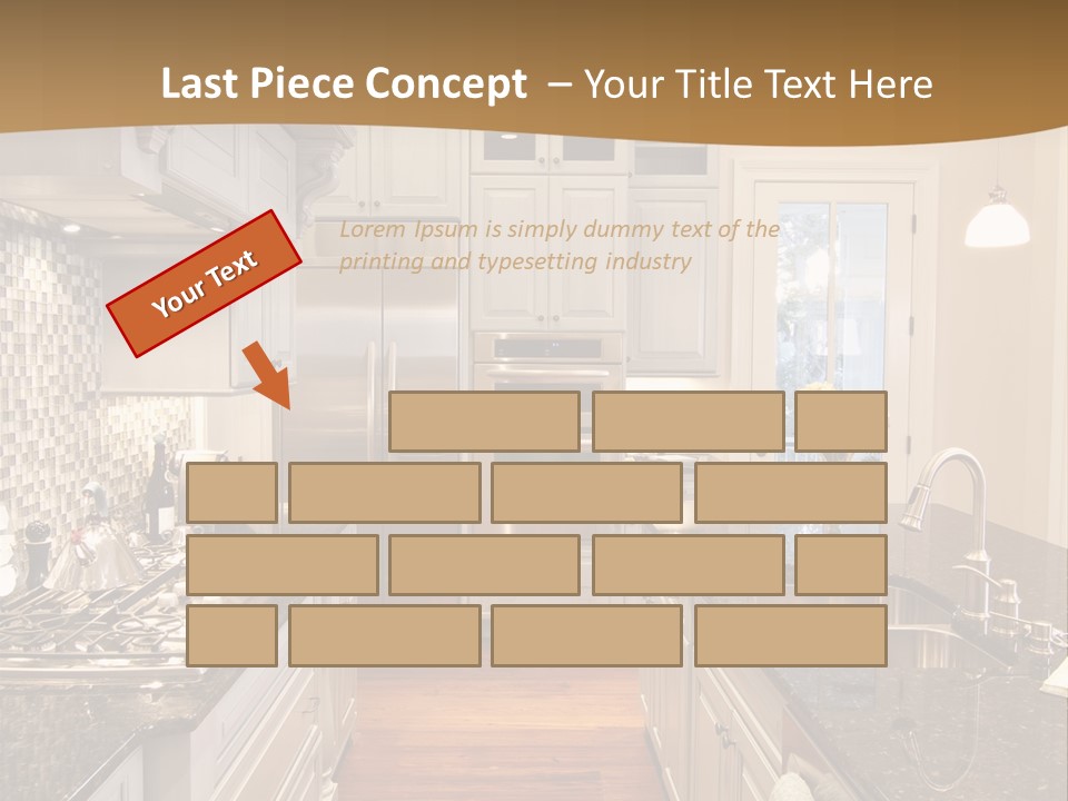 Beautiful Custom Kitchen With Granite And Glass Tile PowerPoint Template