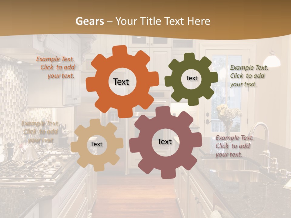 Beautiful Custom Kitchen With Granite And Glass Tile PowerPoint Template