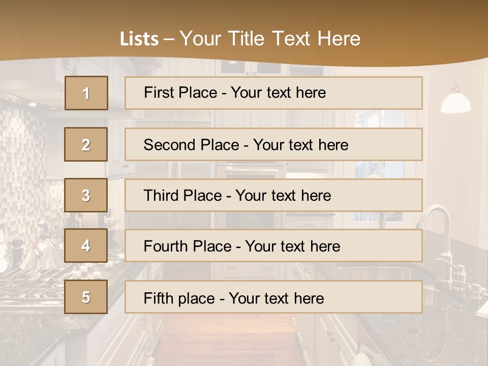 Beautiful Custom Kitchen With Granite And Glass Tile PowerPoint Template