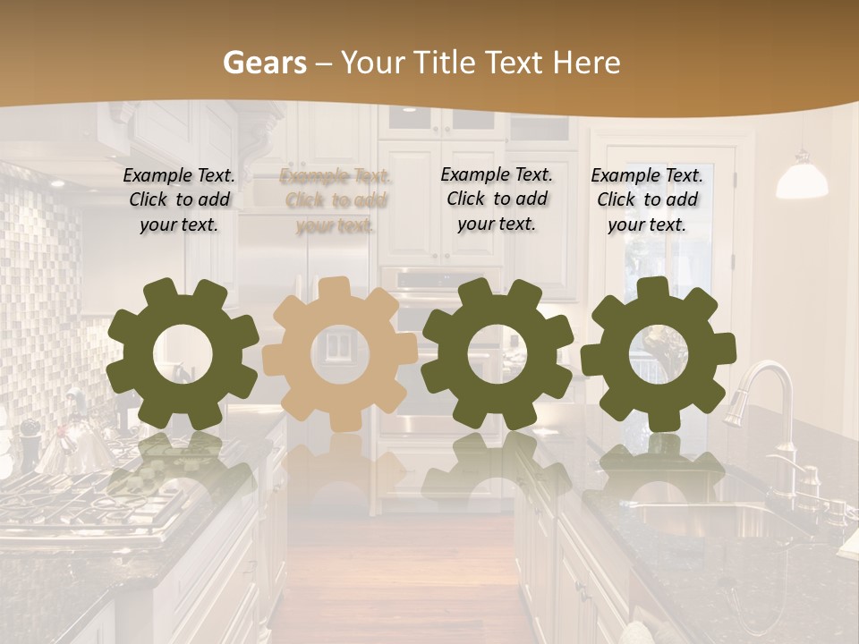 Beautiful Custom Kitchen With Granite And Glass Tile PowerPoint Template