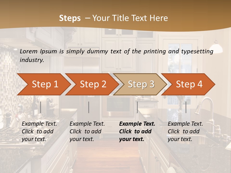 Beautiful Custom Kitchen With Granite And Glass Tile PowerPoint Template
