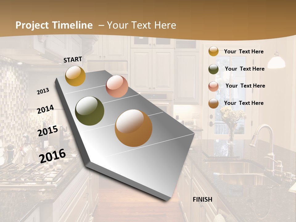 Beautiful Custom Kitchen With Granite And Glass Tile PowerPoint Template