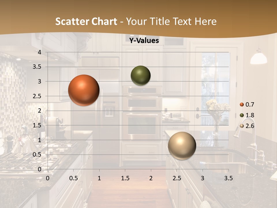 Beautiful Custom Kitchen With Granite And Glass Tile PowerPoint Template