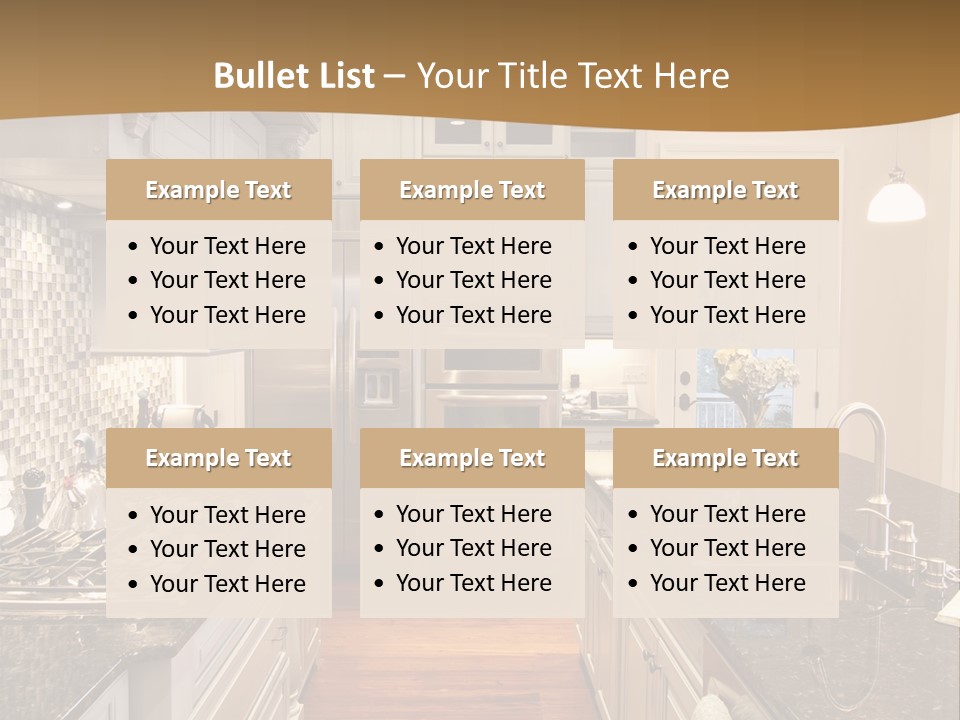 Beautiful Custom Kitchen With Granite And Glass Tile PowerPoint Template