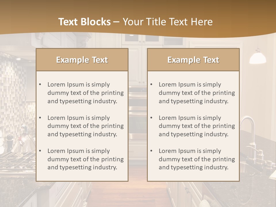 Beautiful Custom Kitchen With Granite And Glass Tile PowerPoint Template