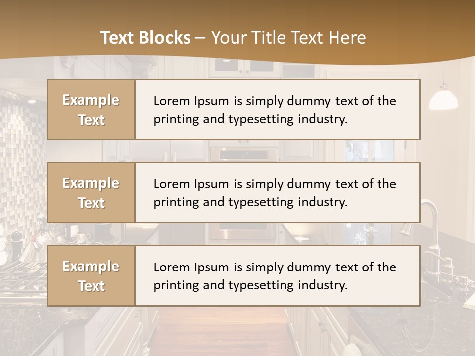 Beautiful Custom Kitchen With Granite And Glass Tile PowerPoint Template