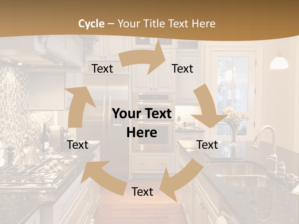 Beautiful Custom Kitchen With Granite And Glass Tile PowerPoint Template