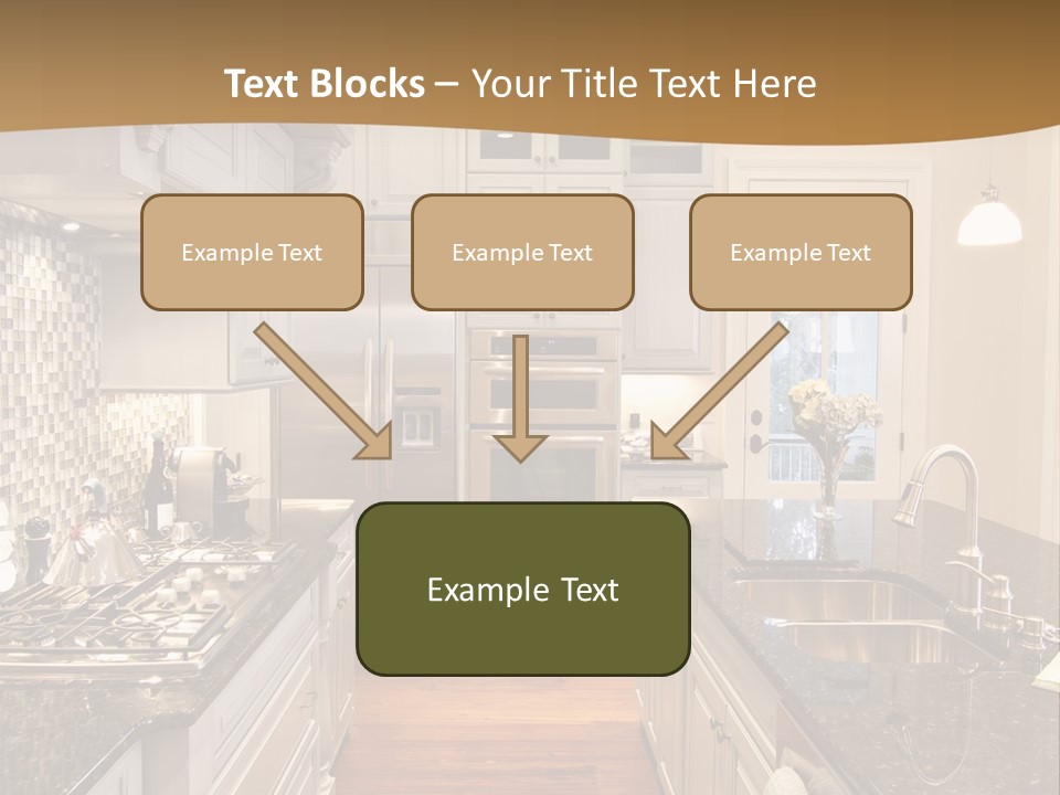 Beautiful Custom Kitchen With Granite And Glass Tile PowerPoint Template