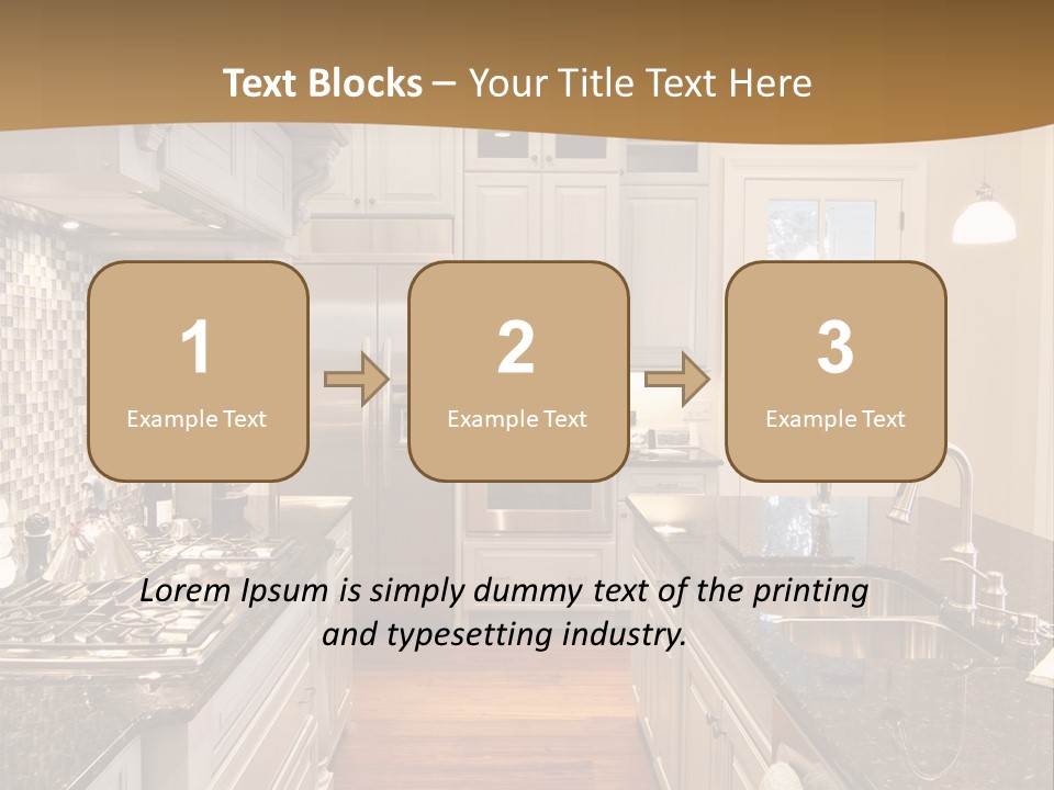 Beautiful Custom Kitchen With Granite And Glass Tile PowerPoint Template