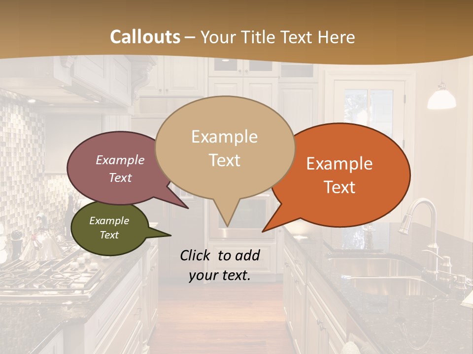 Beautiful Custom Kitchen With Granite And Glass Tile PowerPoint Template
