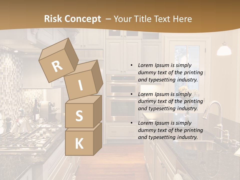 Beautiful Custom Kitchen With Granite And Glass Tile PowerPoint Template