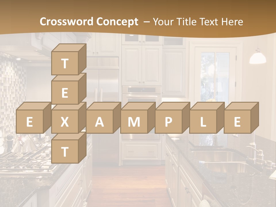 Beautiful Custom Kitchen With Granite And Glass Tile PowerPoint Template