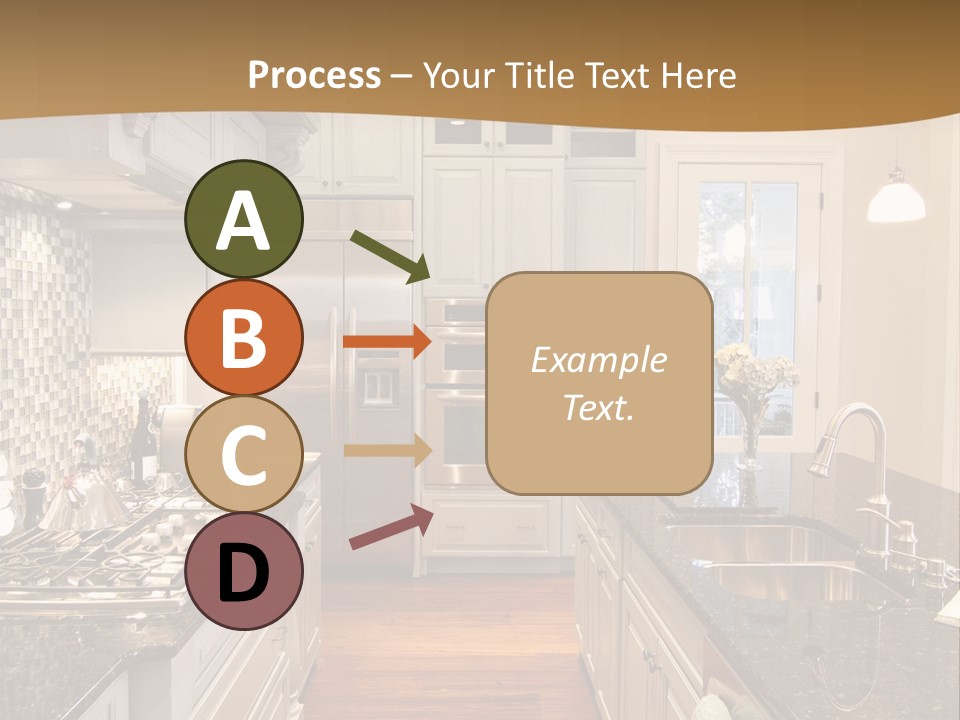 Beautiful Custom Kitchen With Granite And Glass Tile PowerPoint Template