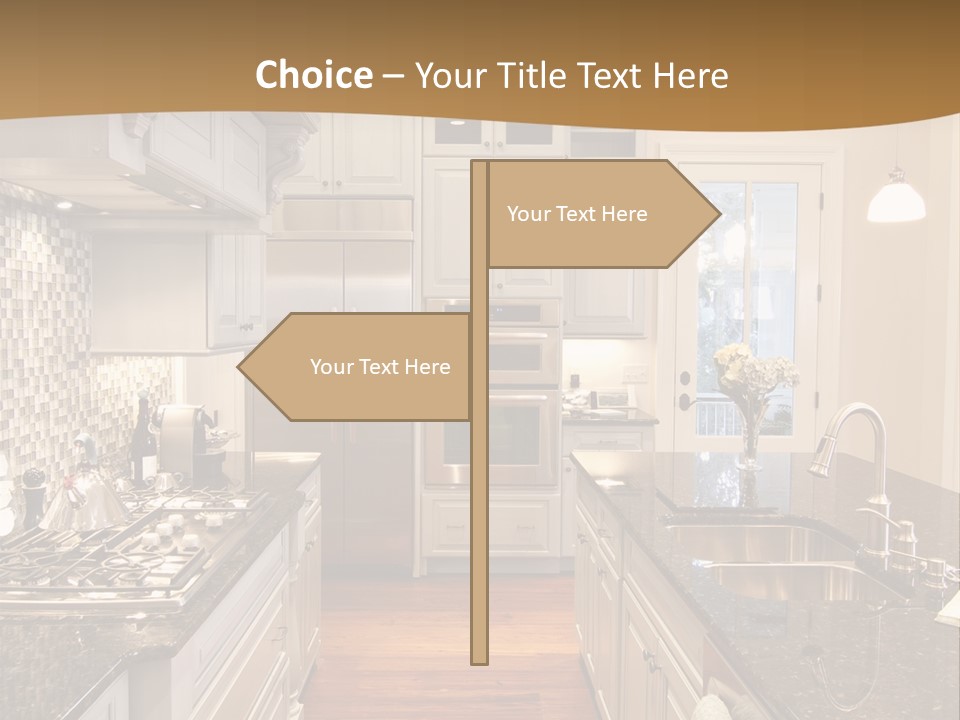 Beautiful Custom Kitchen With Granite And Glass Tile PowerPoint Template