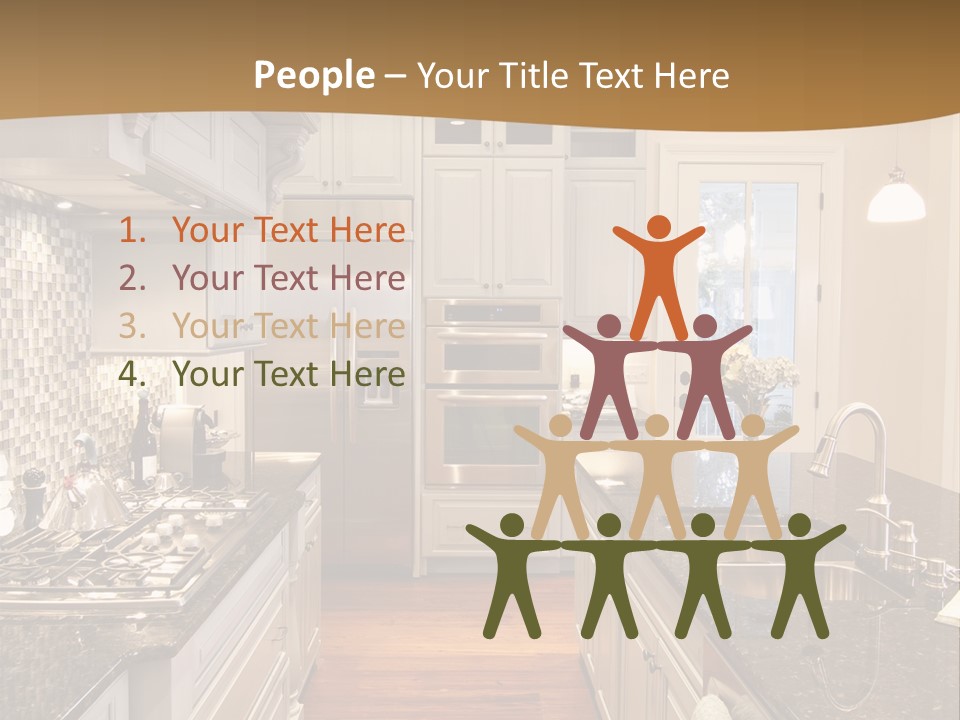 Beautiful Custom Kitchen With Granite And Glass Tile PowerPoint Template