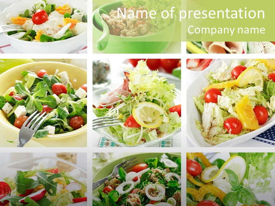 Collage Of Different Salads PowerPoint Template