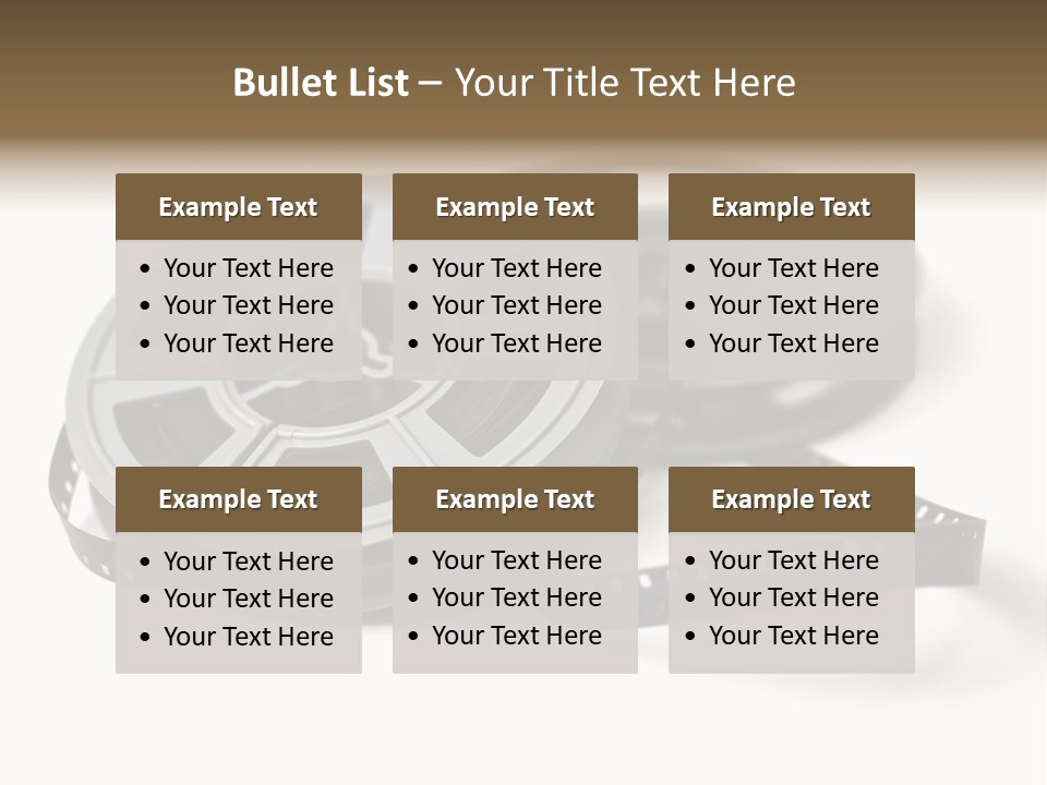 Still Life Of 8Mm Cine Film And Reels; Isolated On White Ground; Differential Focus PowerPoint Template