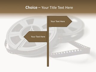 Still Life Of 8Mm Cine Film And Reels; Isolated On White Ground; Differential Focus PowerPoint Template