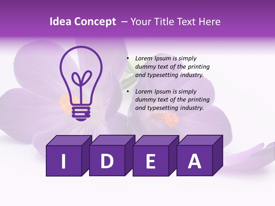 A Group Of Purple Flowers Sitting On Top Of A White Table PowerPoint Template