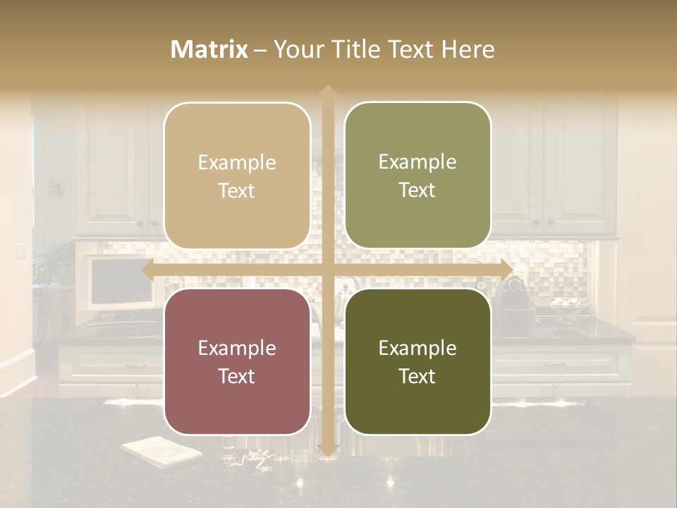 Beautiful Kitchen With Glass Backsplash And Granite Counter PowerPoint Template