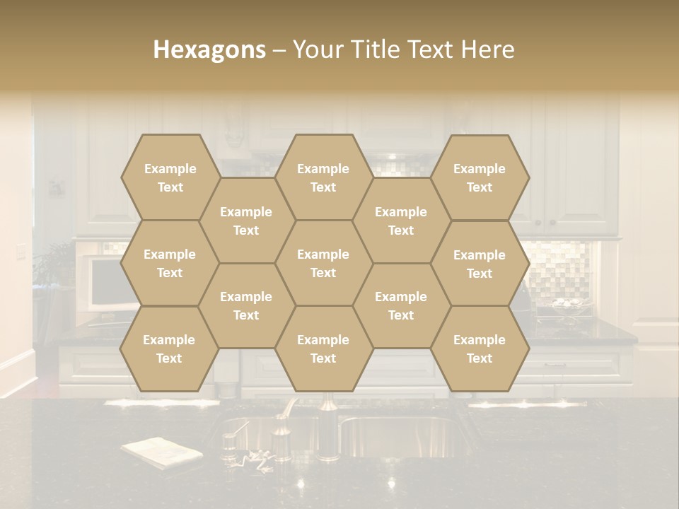 Beautiful Kitchen With Glass Backsplash And Granite Counter PowerPoint Template