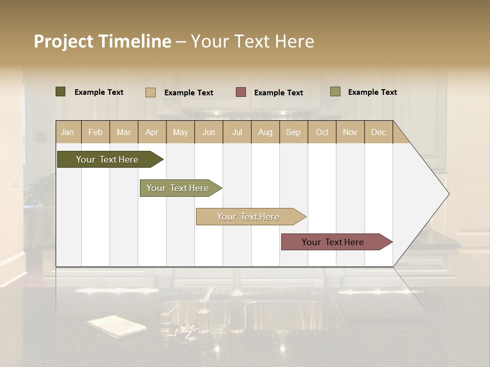 Beautiful Kitchen With Glass Backsplash And Granite Counter PowerPoint Template