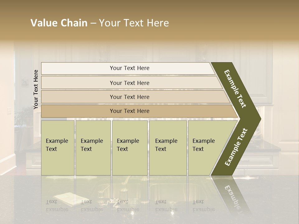 Beautiful Kitchen With Glass Backsplash And Granite Counter PowerPoint Template