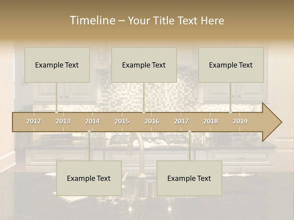 Beautiful Kitchen With Glass Backsplash And Granite Counter PowerPoint Template