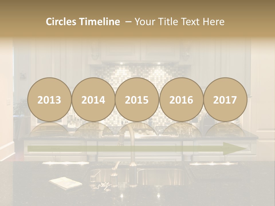 Beautiful Kitchen With Glass Backsplash And Granite Counter PowerPoint Template