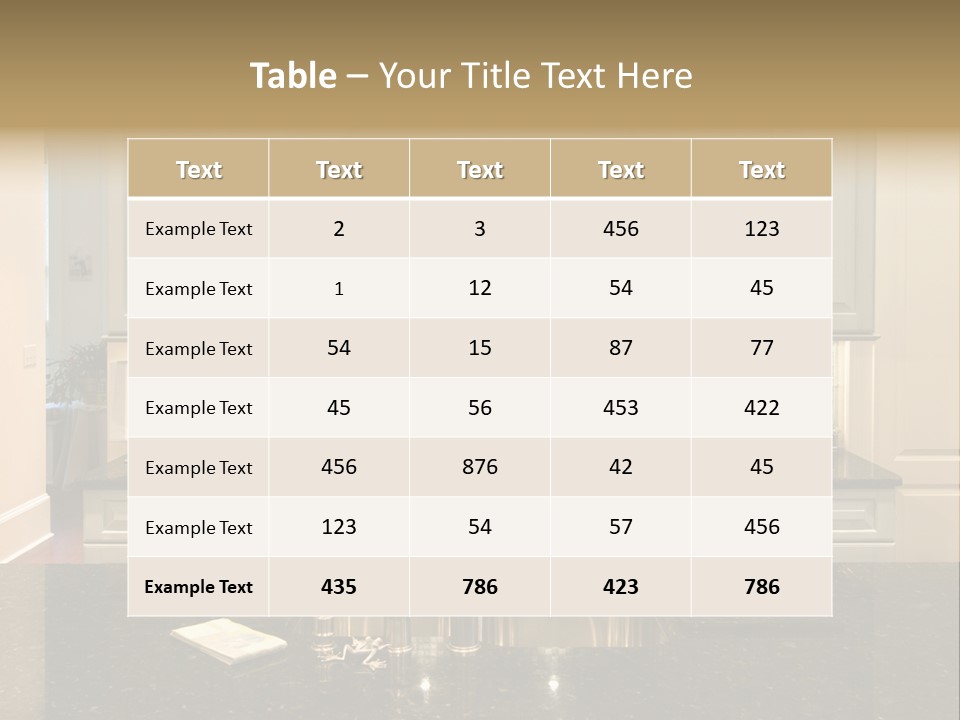 Beautiful Kitchen With Glass Backsplash And Granite Counter PowerPoint Template