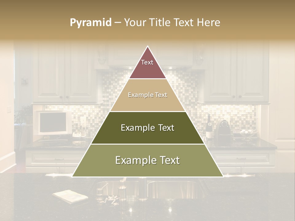 Beautiful Kitchen With Glass Backsplash And Granite Counter PowerPoint Template