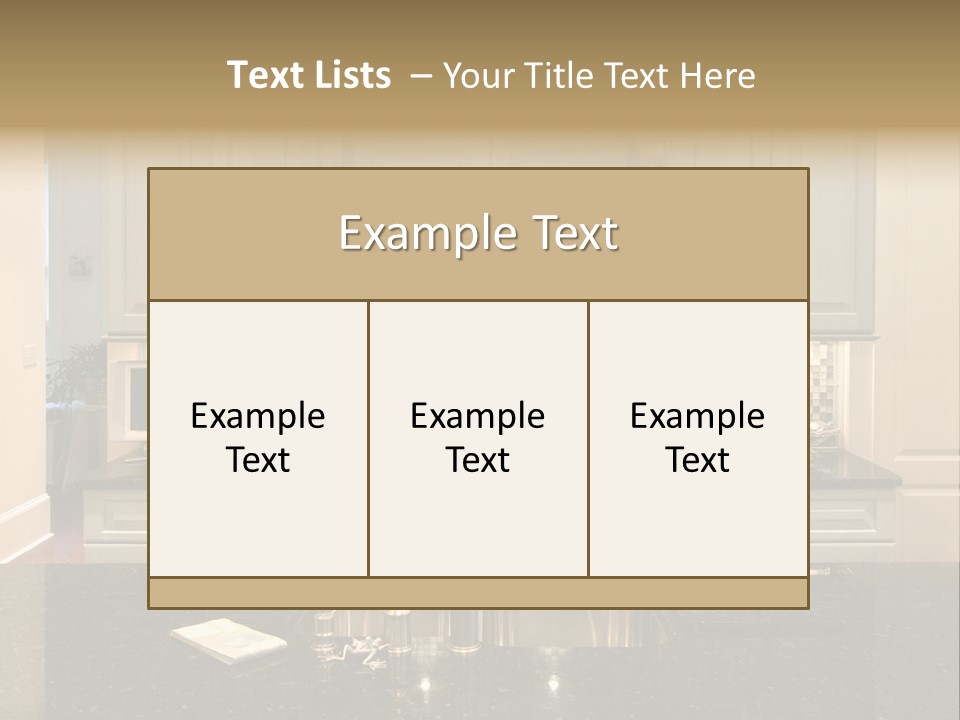 Beautiful Kitchen With Glass Backsplash And Granite Counter PowerPoint Template