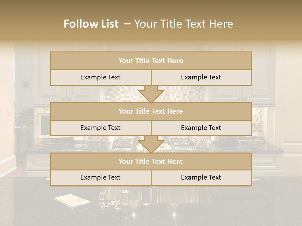 Beautiful Kitchen With Glass Backsplash And Granite Counter PowerPoint Template