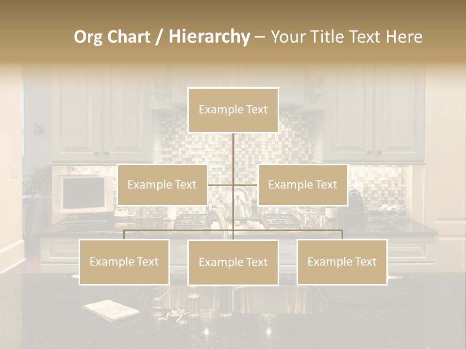 Beautiful Kitchen With Glass Backsplash And Granite Counter PowerPoint Template