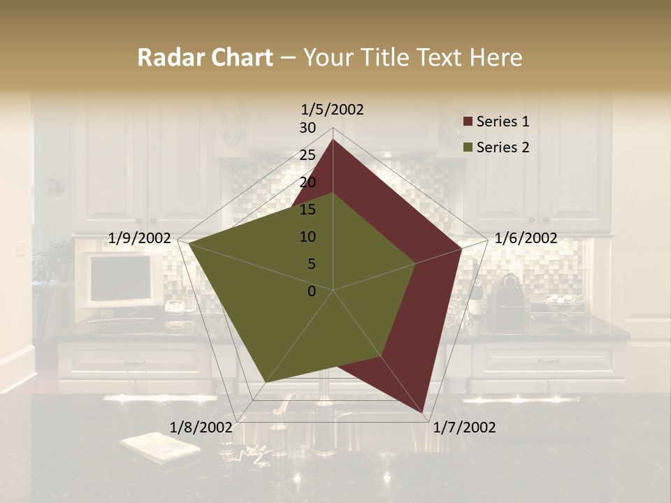 Beautiful Kitchen With Glass Backsplash And Granite Counter PowerPoint Template