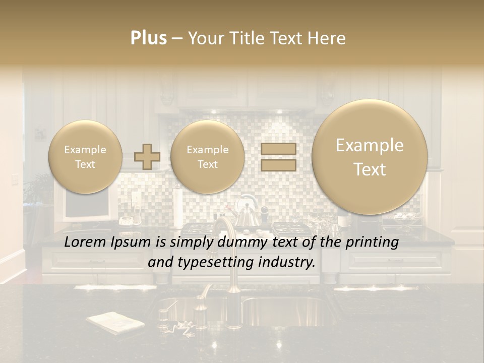 Beautiful Kitchen With Glass Backsplash And Granite Counter PowerPoint Template