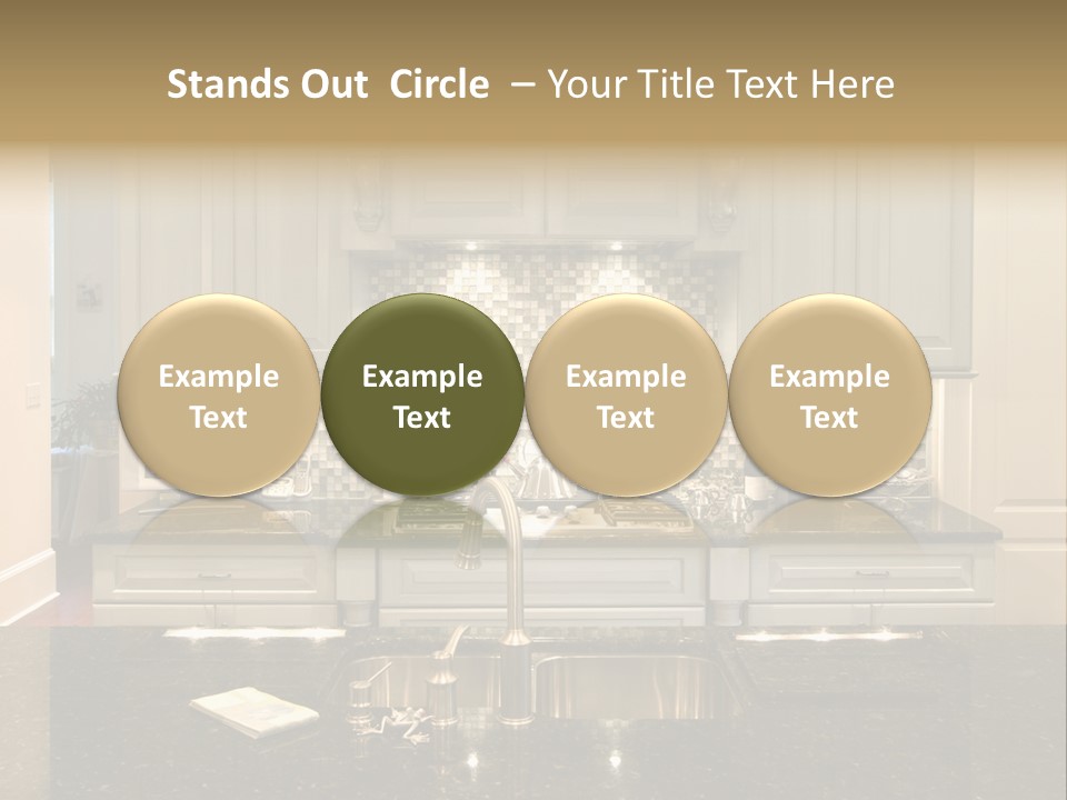 Beautiful Kitchen With Glass Backsplash And Granite Counter PowerPoint Template