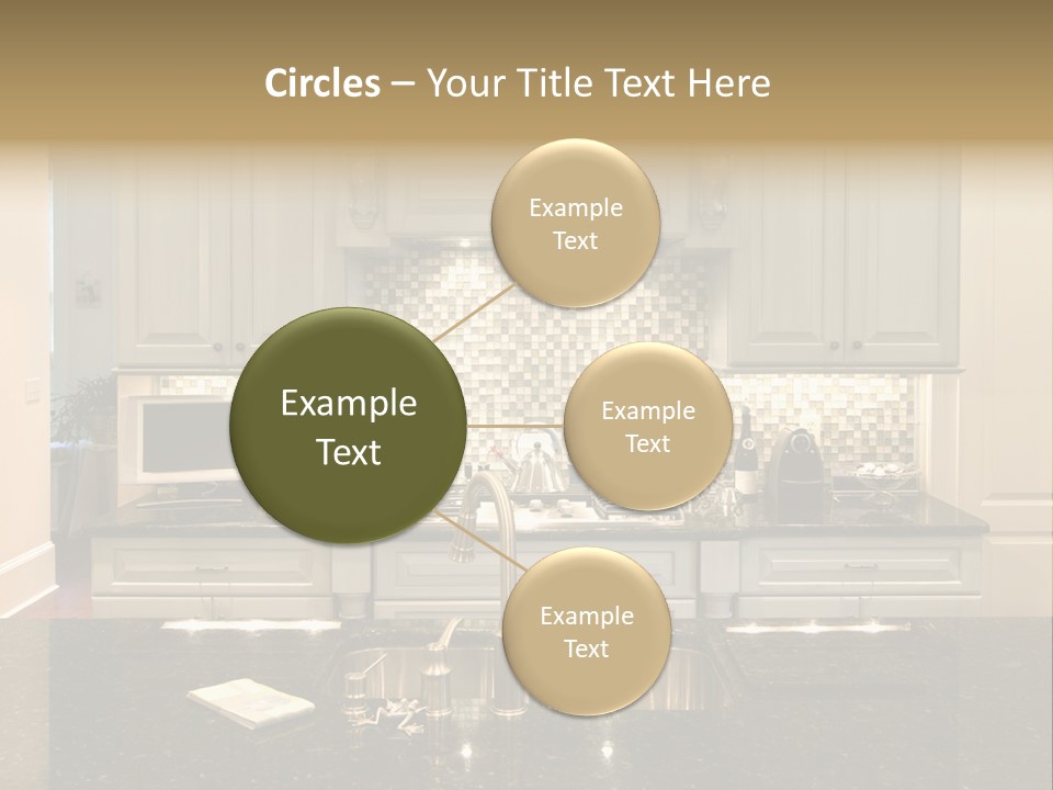 Beautiful Kitchen With Glass Backsplash And Granite Counter PowerPoint Template